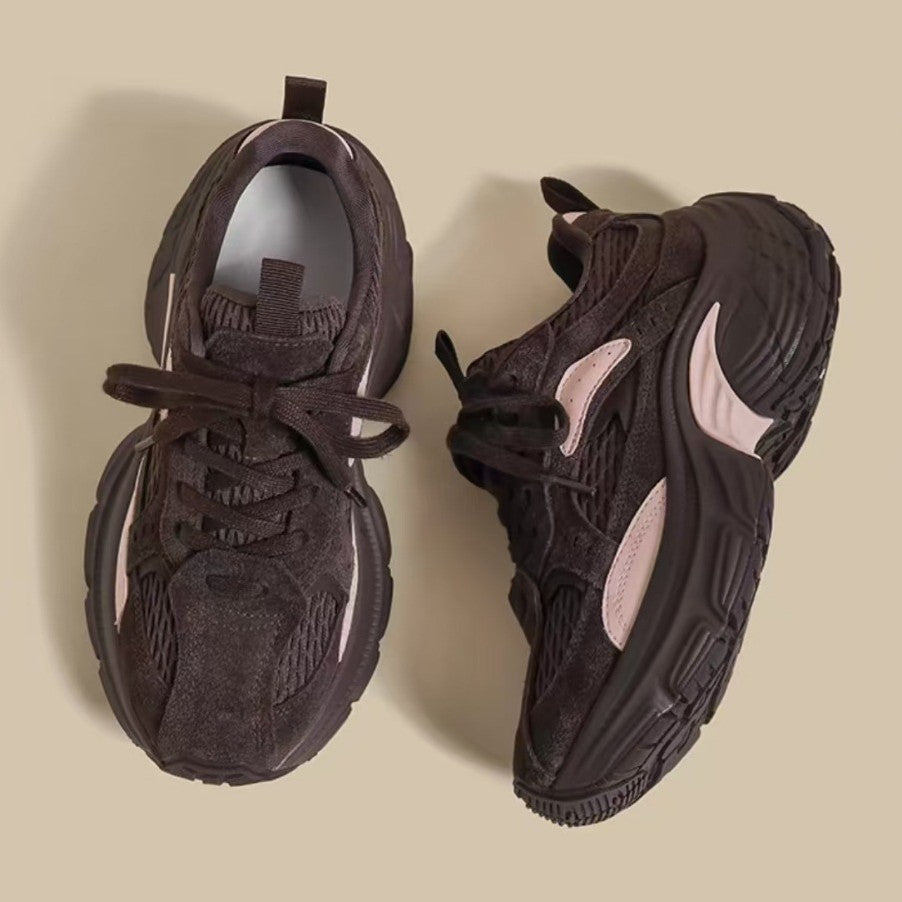 Women's Dad Brown Elevator Fleece-lined Paris Fried Sneakers