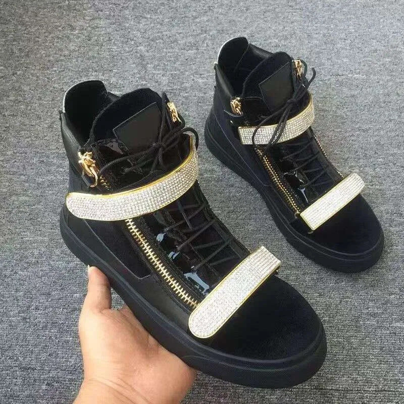 Board High Version Trendy Double Zipper Design Genuine Sneakers