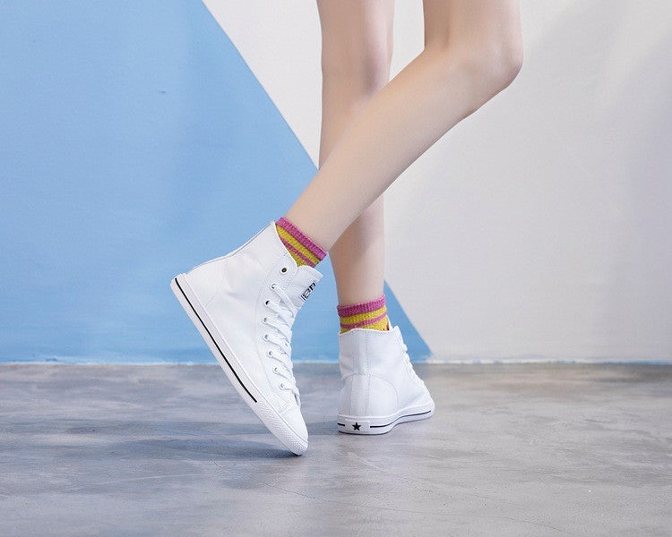 Women's White Spring Flat Comfortable Sports Sneakers