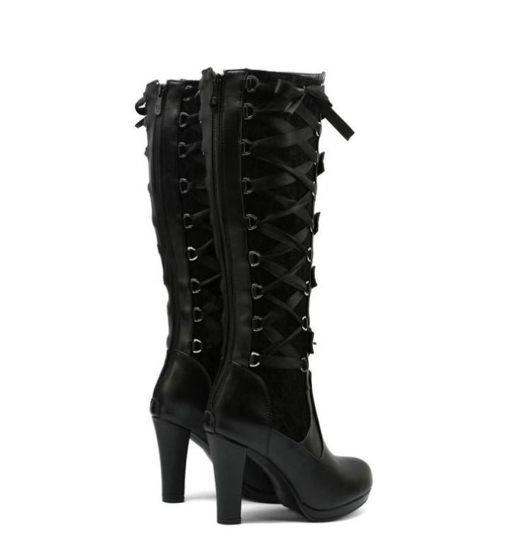 Women's High Rivet Chunky Plus Size Boots