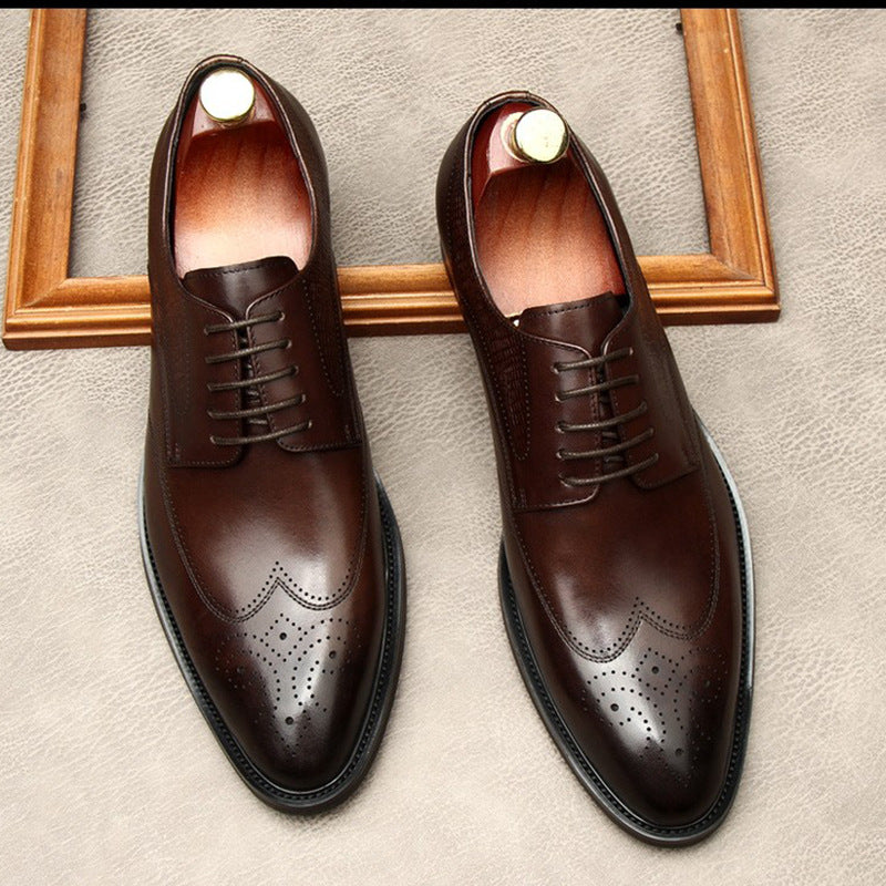Men's First Layer Cowhide Business Spring Formal Leather Shoes