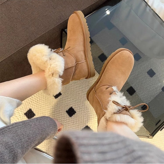 Women's Fur Winter Platform Fleece Lined Cotton Snow Boots