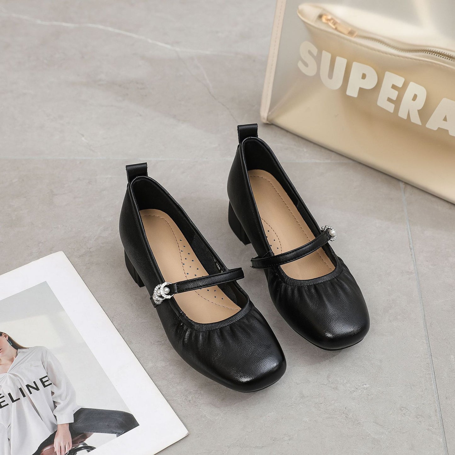 Women's Authentic Mary Jane Spring Short Chunky Square Women's Casual Shoes
