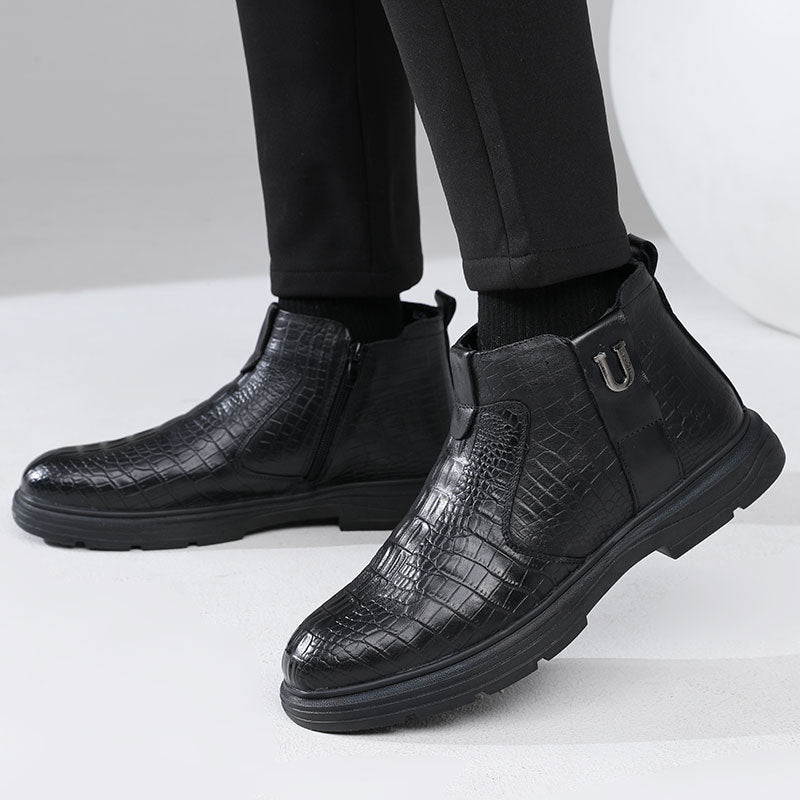 Men's Winter Genuine With Veet Outdoor Leisure Warm Sheepskin Snow Boots