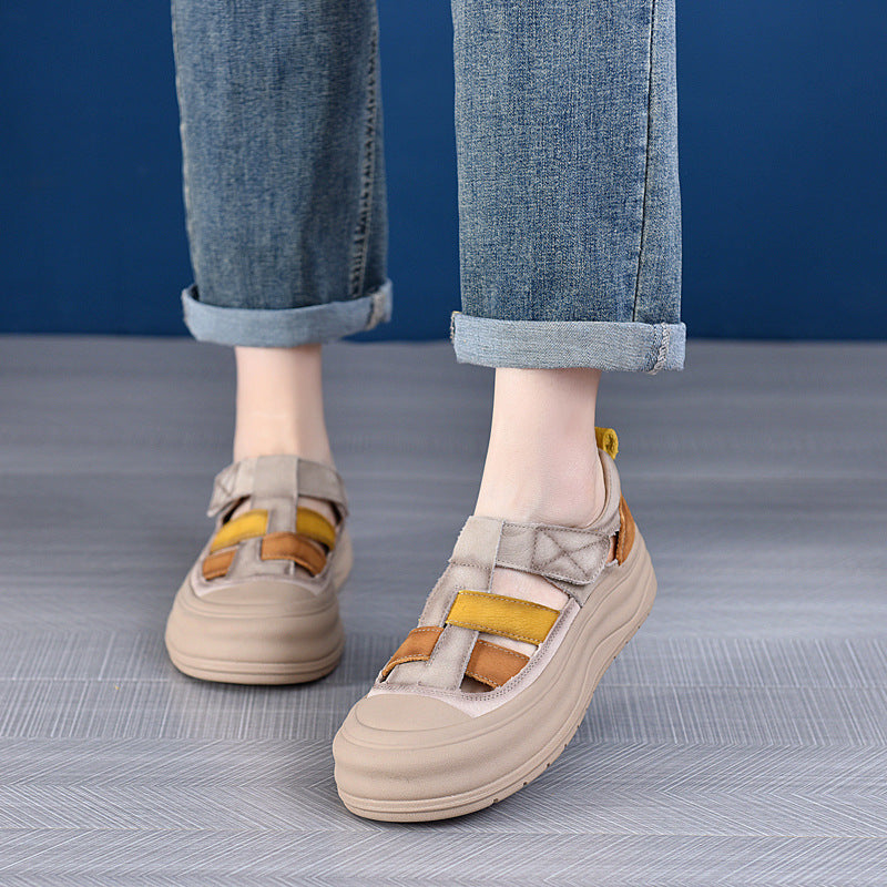 Women's Platform Color Matching Pumps Flat Soft Casual Shoes