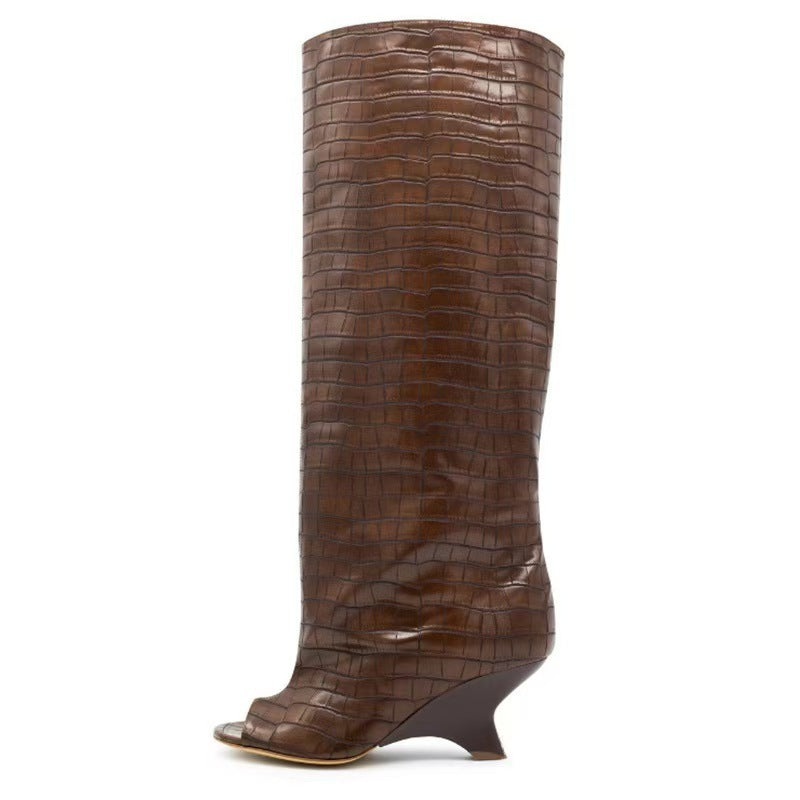 Fish Mouth Profiled Long Female Fashion Women's Leather Boots