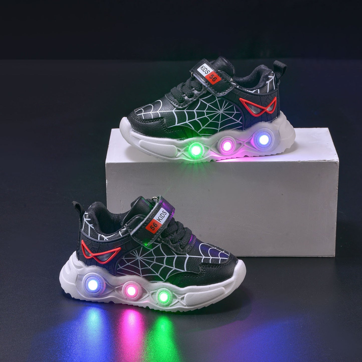 Children's Spider Web Luminous Sports Small Medium Kid's Sneakers