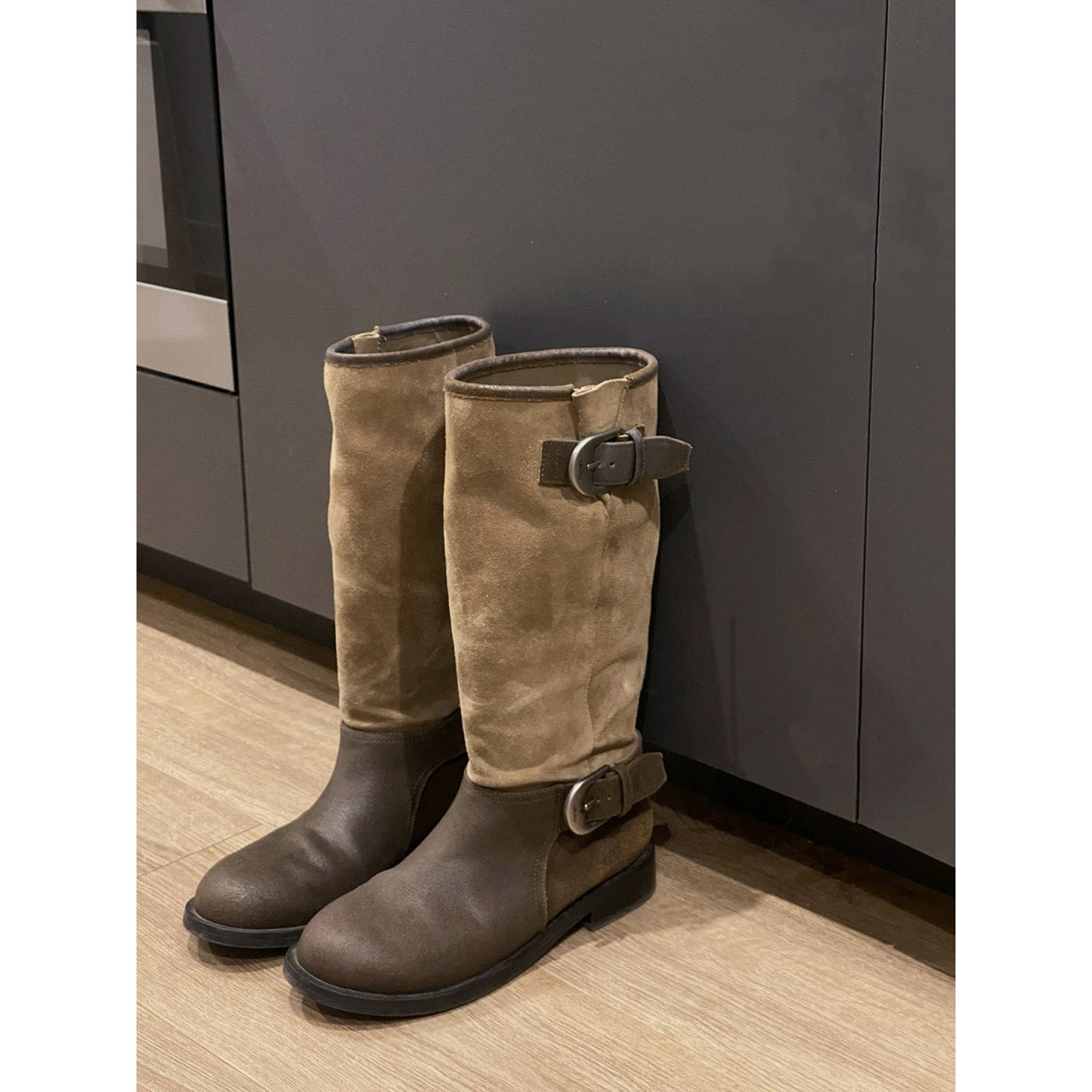 Women's Second Hair Height Increasing Insole Round Toe Pleated Pile Boots