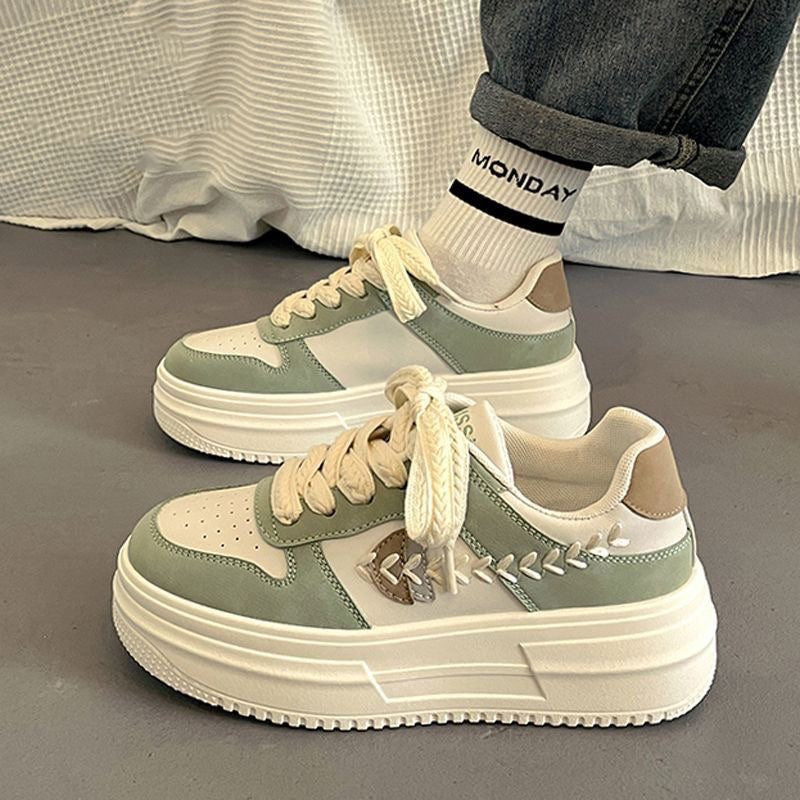 Women's Spring Thick Bottom Soft Versatile White Sneakers