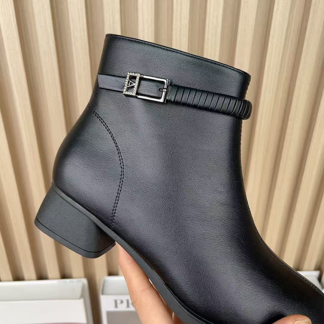 Women's Comfortable Veet Bootie Soft Bottom Low Large Size Women's Leather Boots