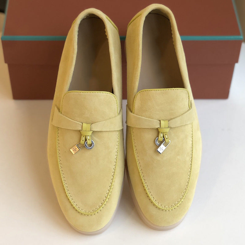 Women's Channel Top Plate Slip-on Pumps Flat Bottom Loafers