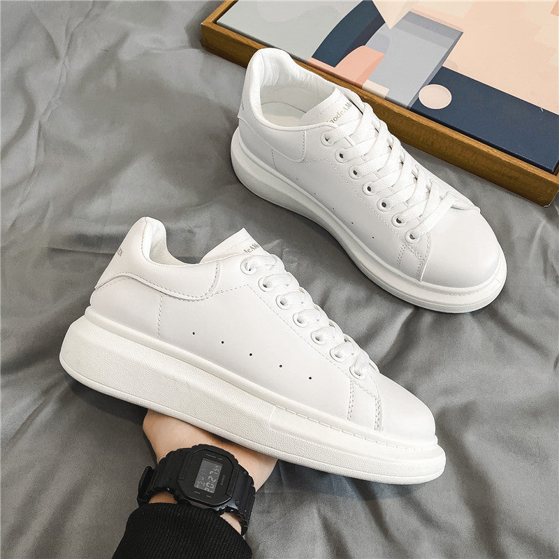 Women's & Men's White Spring Lovers Wild Thick-soled Height Sneakers