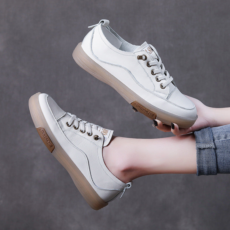 Genuine Soft Bottom Pumps Flat White Women's Casual Shoes