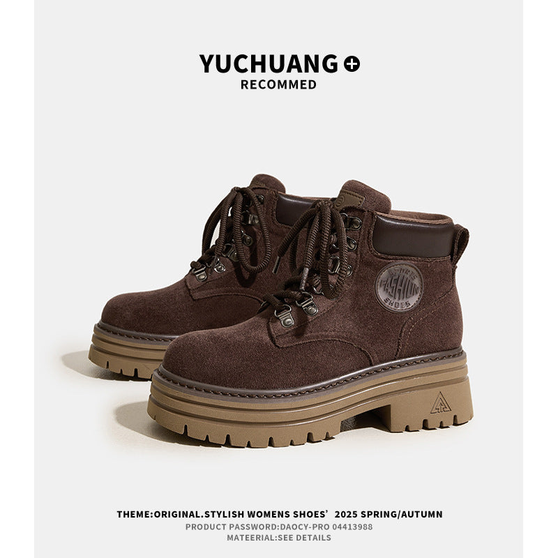 Women's Thick Bottom Vintage Suede Martin For Autumn Small British Boots