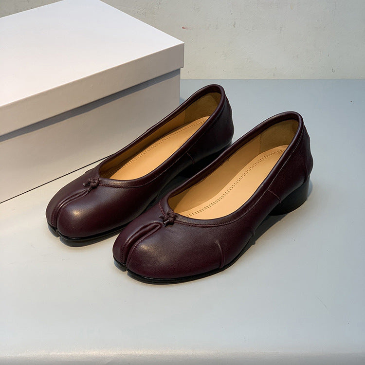 Women's Sheepskin Flat Low-cut Summer Retro Easy Matching Slip-on Leather Shoes