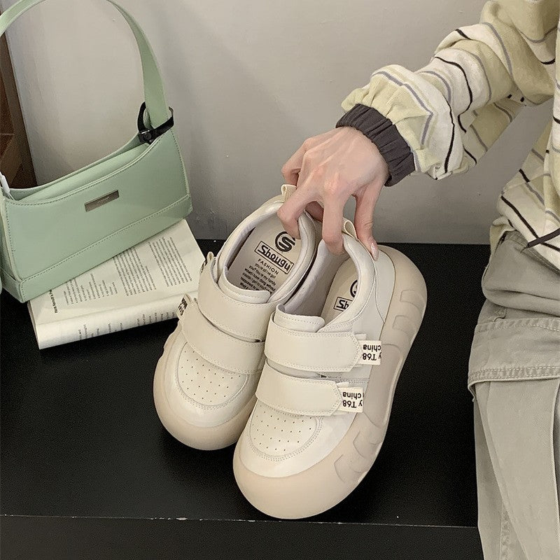 Women's Super Beautiful Heightened Easy Wear Spring Velcro Small Lightweight Bread Women's Casual Shoes