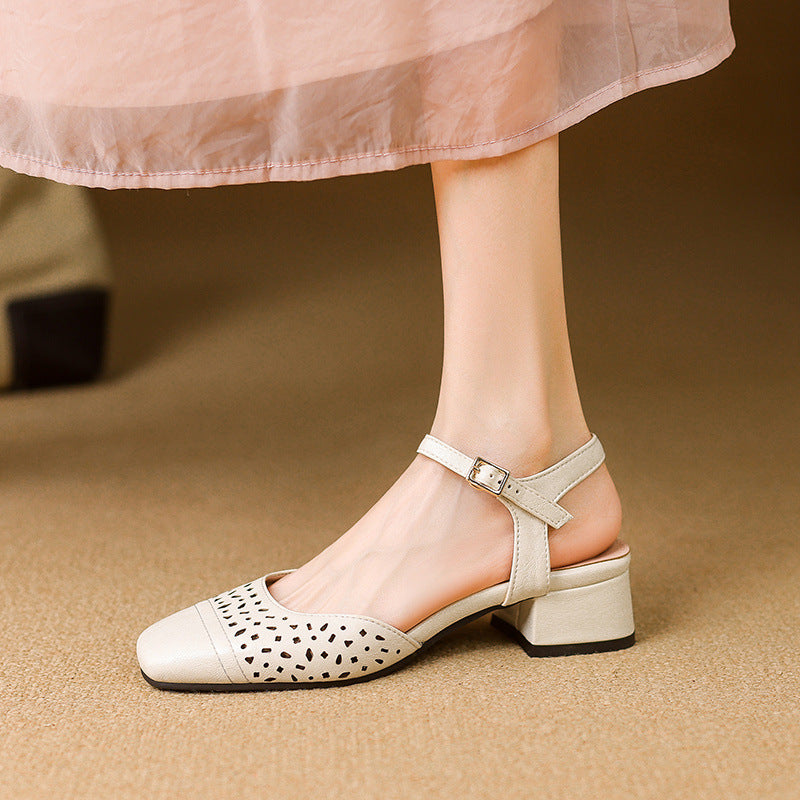 Women's Large Small Size Closed Toe Thick Flat Sandals