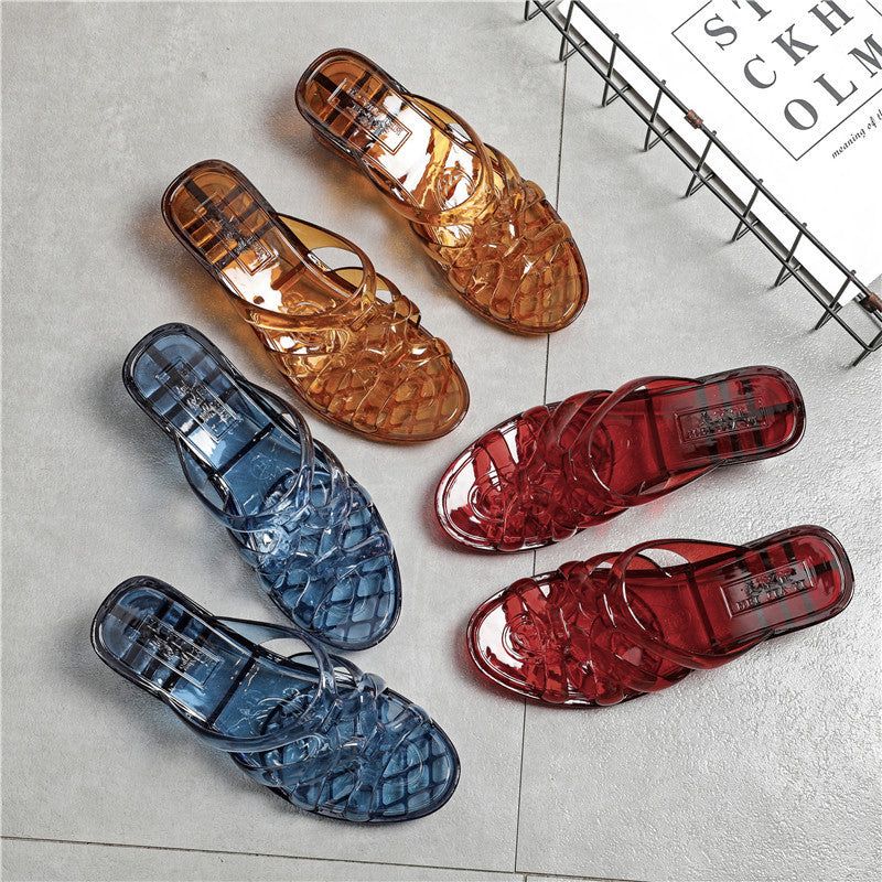 Time Home Crystal Plastic Indoor Mid Sandals