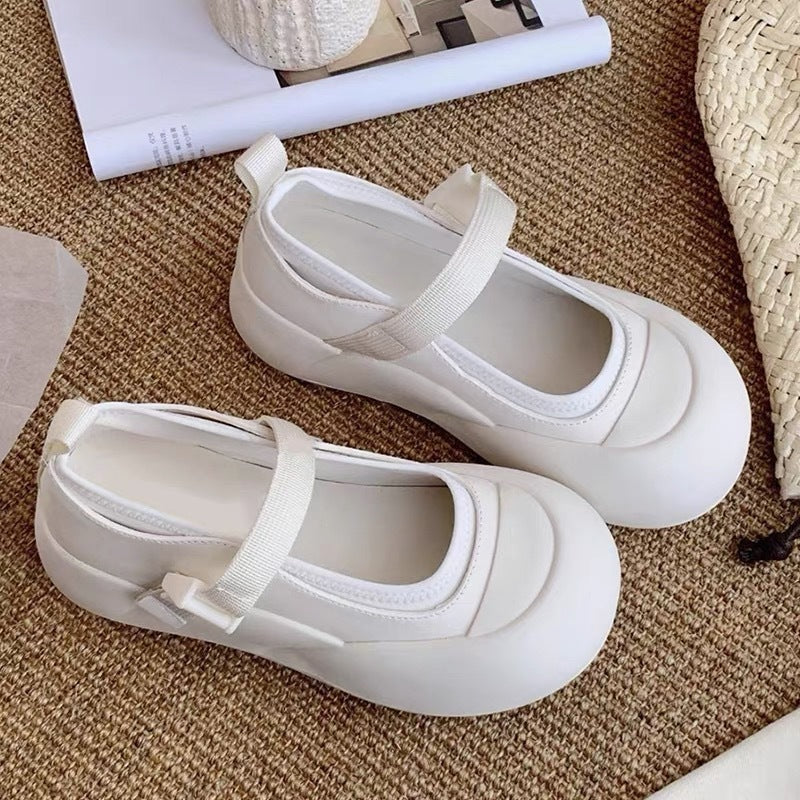 Women's Mary Jane Platform White Round Toe Shallow Mouth Women's Casual Shoes