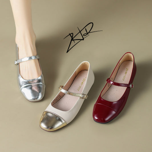 Women's Style Fashionable Mary Jane Korean Shiny Casual Shoes