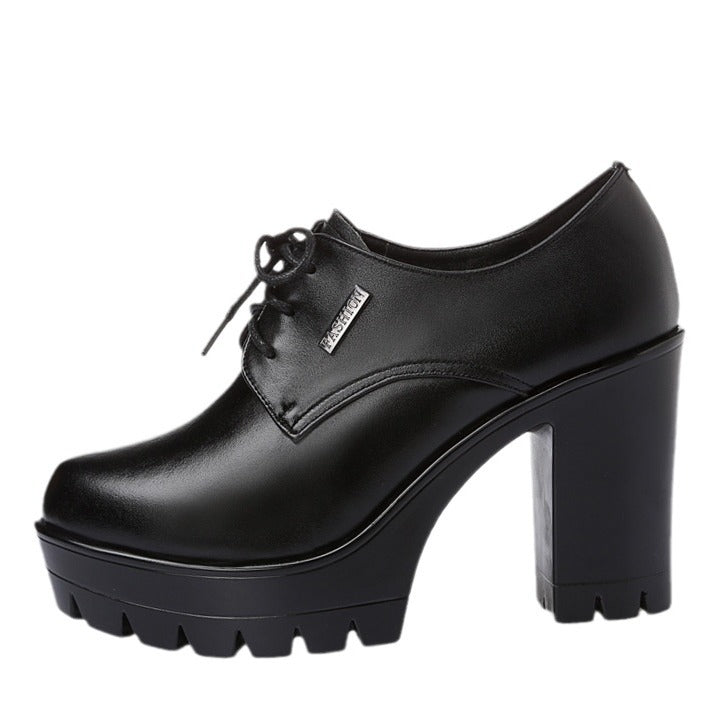 Women's Genuine High Comfortable Thick Round Head Women's Shoes