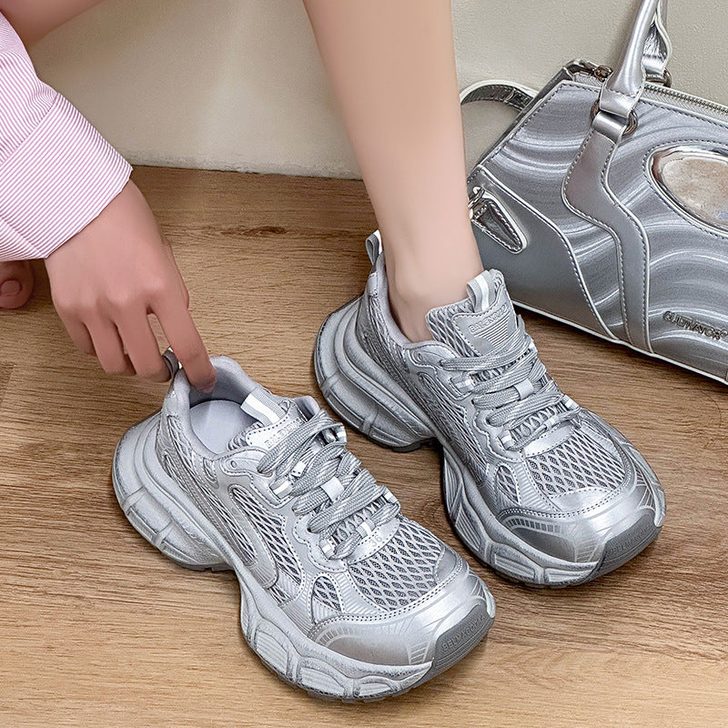 Women's Paris Dad Big Head Thick Bottom Mesh Elevator Women's Casual Shoes