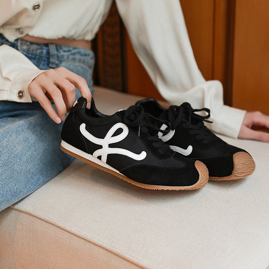 Women's Retro German Training Head Tilt Color Matching Sports Sneakers