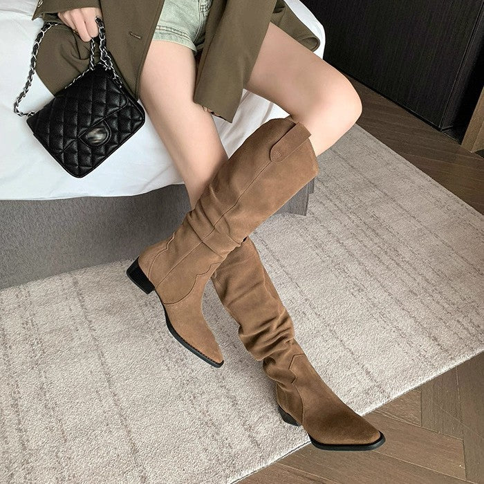 Women's Genuine Frosted Suede High Pile Style Women's Leather Boots