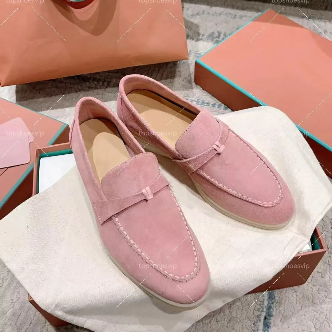 Women's Sheepskin Slip-on Pumps British Tassel Buckle Women's Casual Shoes