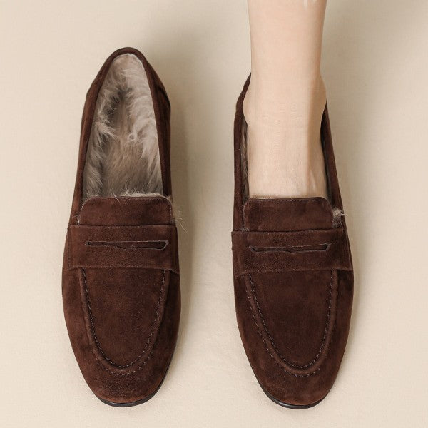 Women's Fleece Lined For Warm Low Slip-on Loafers