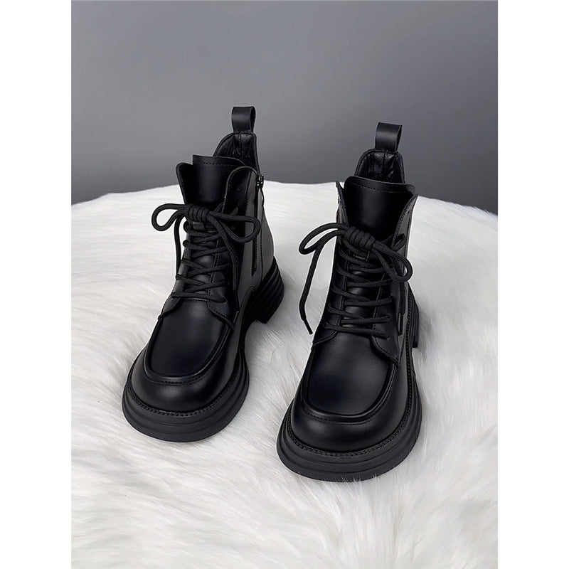 Martin Female Autumn British Style Platform Women's Leather Boots