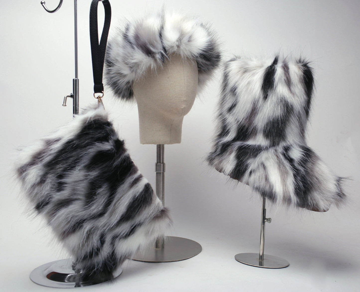 Women's Fur Hip Hop Handbag Hair Band Snow Boots