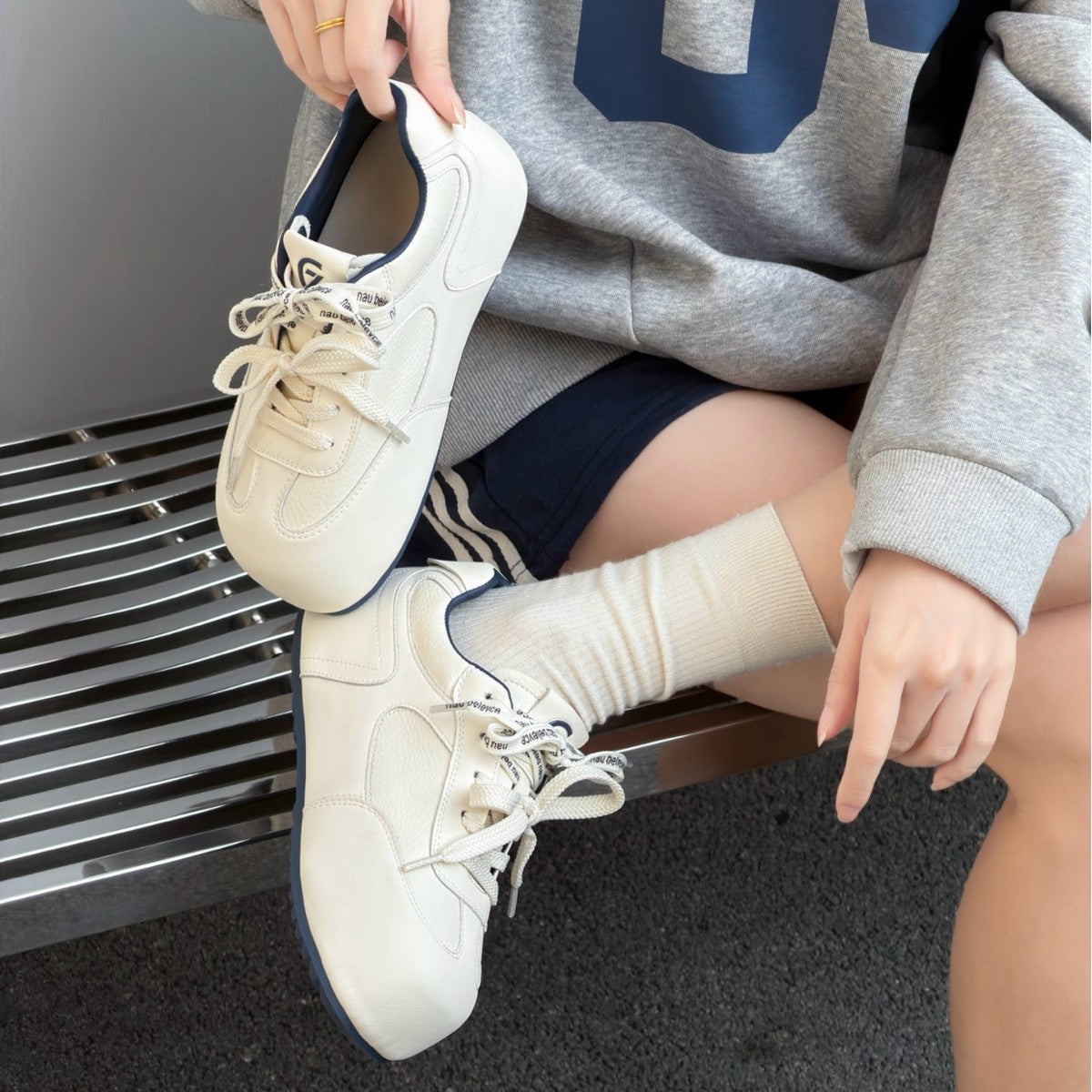 Women's Platform White Simple Height Increasing Insole German Training Casual Shoes