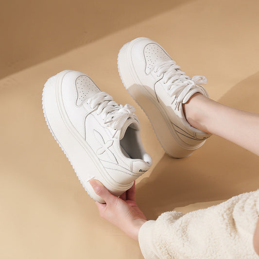 Women's White Spring Cruciate Flower Sports Hight Sneakers