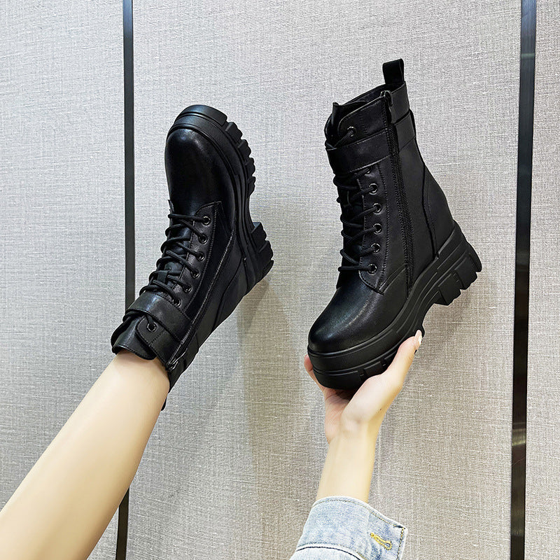 Women's British Style Height Increasing Small Fashionable Platform Boots