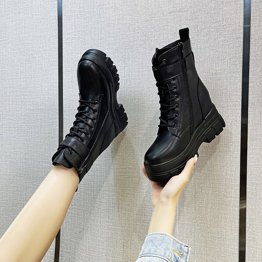 Women's British Style Height Increasing Small Fashionable Platform Boots