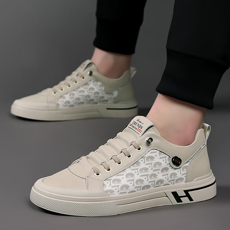 Men's Summer White Business Breathable Board One Sneakers