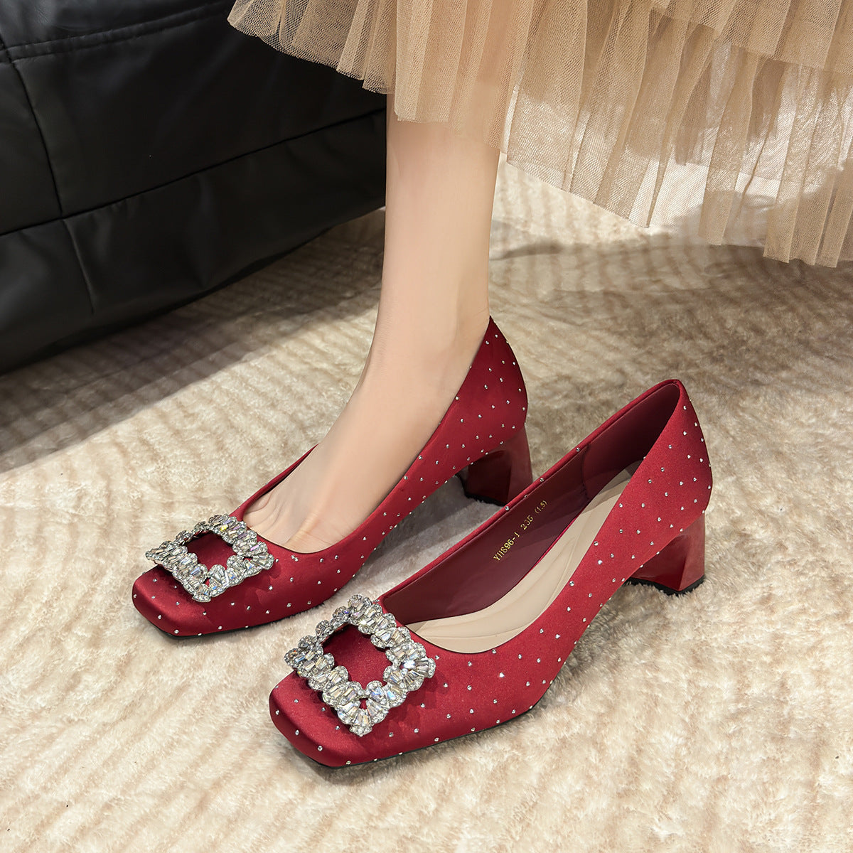 Women's Polka Dot Fashionable French Chunky High Not Square Heels
