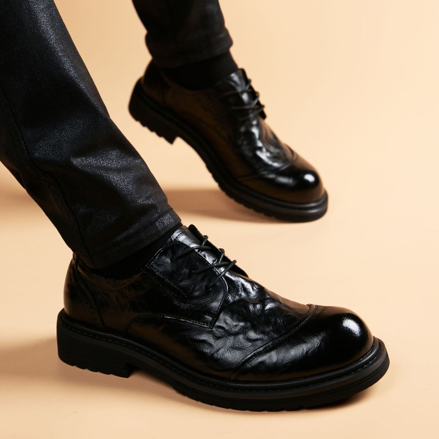 Men's Toe Thick-soled British Style Fashion Korean Leather Shoes