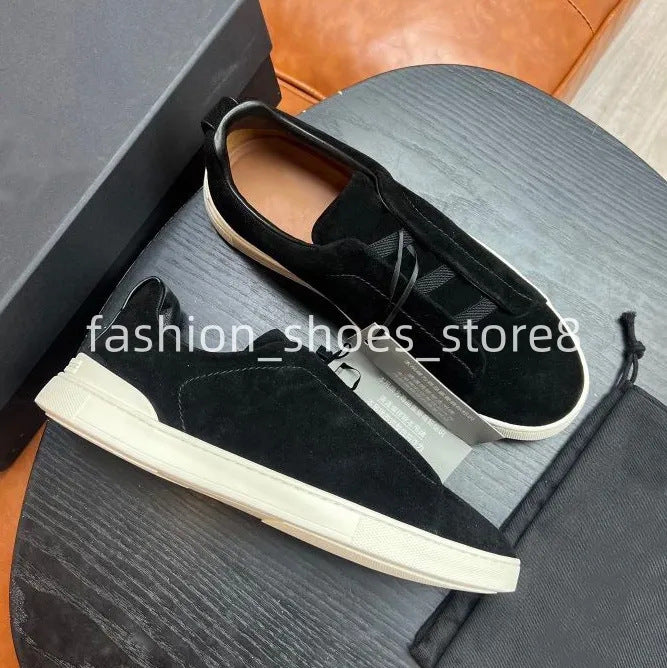 Men's Slip-on Cross Elastic Band Flat Lightweight Comfortable Men's Board Shoes