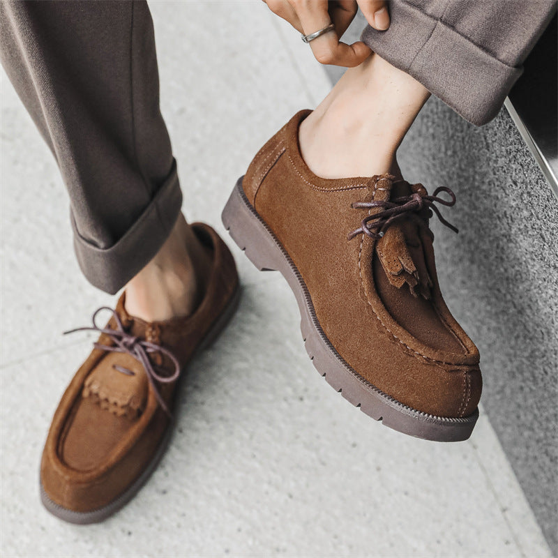 Men's Fashionable Korean Style Suede Skate British Leather Shoes