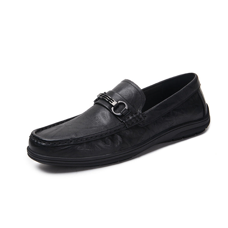 Men's Fire Cloud Cowhide Autumn Slip-on Comfortable Peas Leather Shoes
