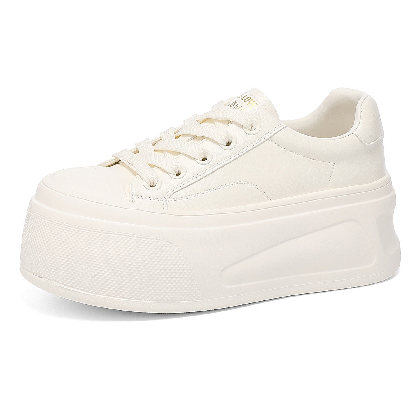 Women's White Thick Sole Height Increasing Comfortable Lace Women's Casual Shoes
