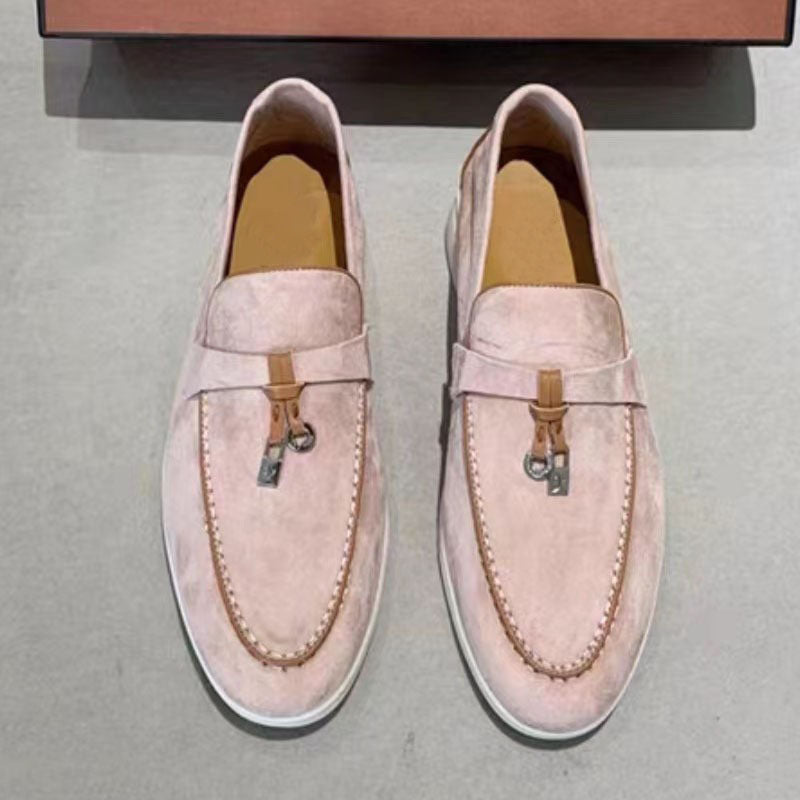 Women's & Men's Pendant Tassel Slip-on Flat Soft Bottom Suede Couple Loafers