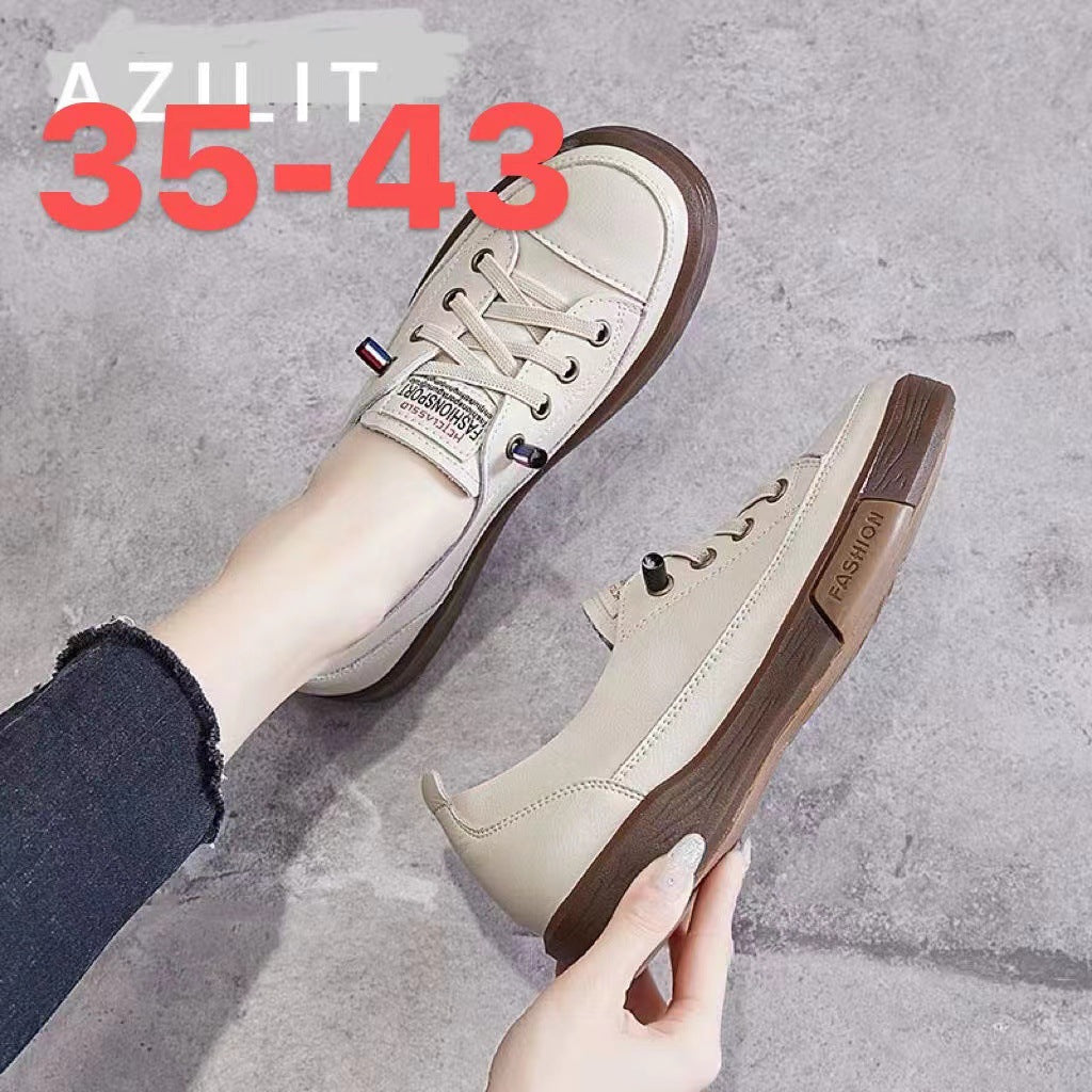 Layer Cowhide Elastic Band Slip-on Genuine Fashion Lazy Women's Casual Shoes