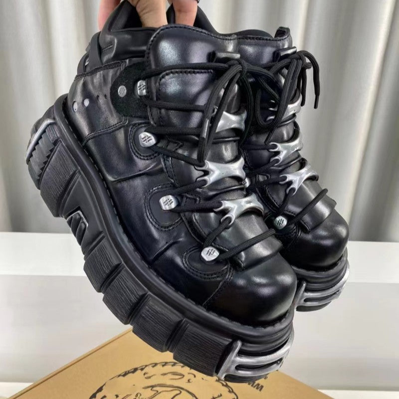 Women's & Men's Spanish Punk Rock Dark Platform Thick Bottom Men's Casual Shoes