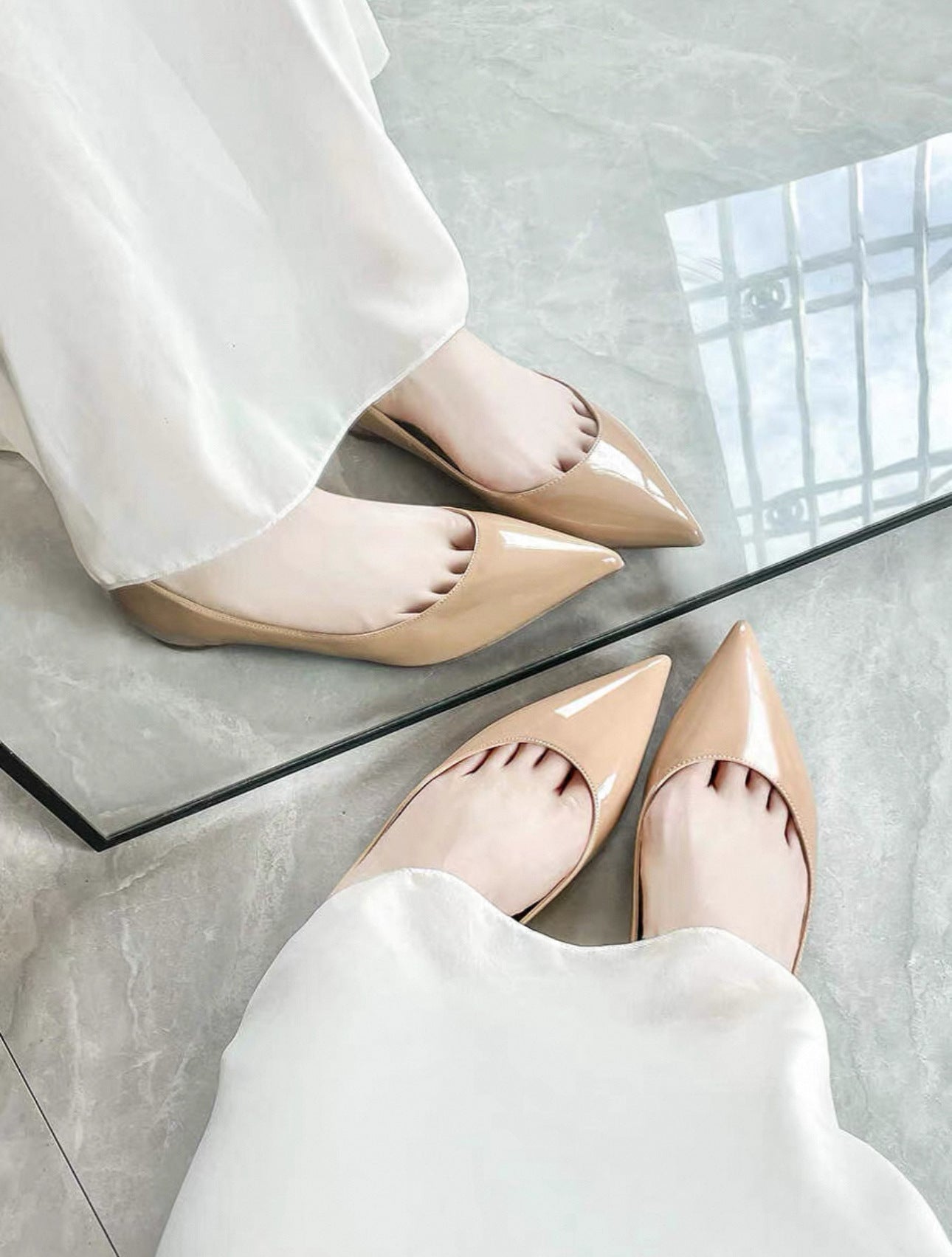 Women's French Nude Height Increasing Insole Pointed Women's Fashion Shoes