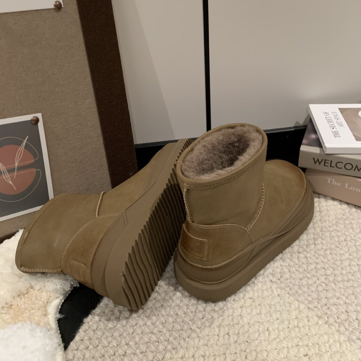 Women's With Fleece Lining Solid Color Warm Snow Boots