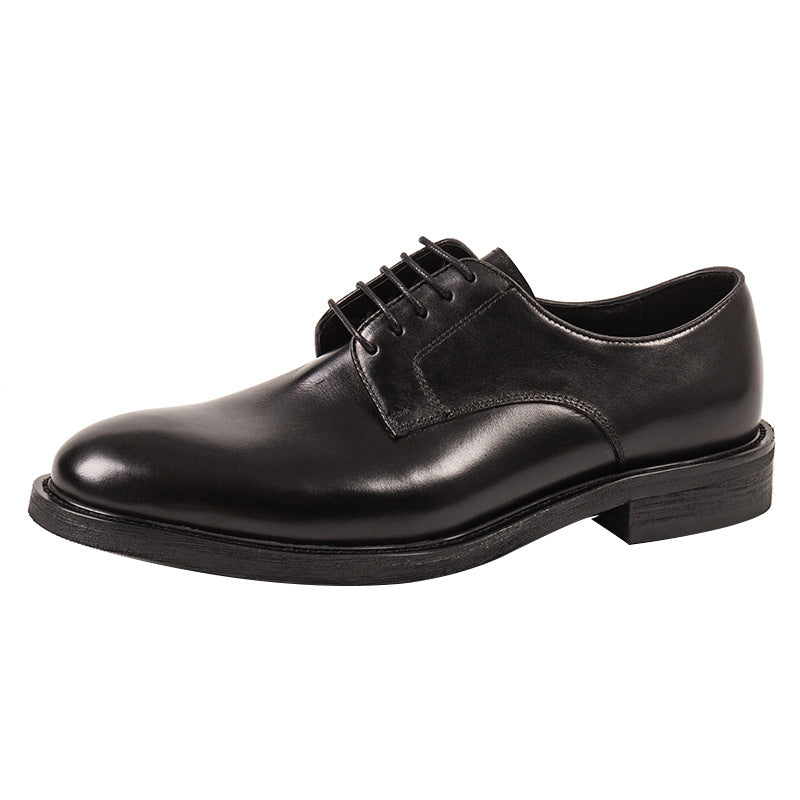 Men's British Black First Layer Cowhide Formal Men's Casual Leather Shoes