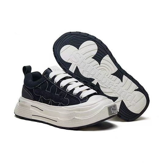Women's Wang He's Gray Ensemble Series Vintage Plum Blossom Sneakers